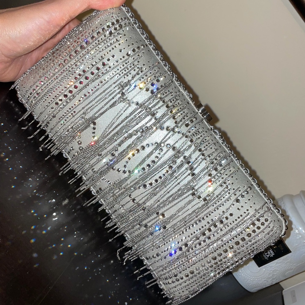 Silver Chanel clutch